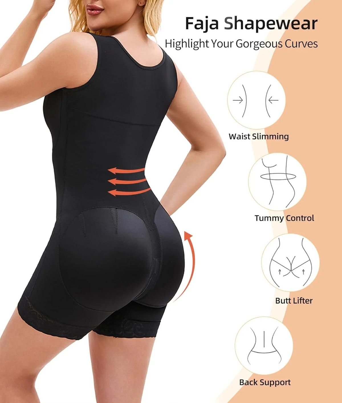 Fajas Colombianas Shapewear for Women Tummy Control Post Surgery Full Body Shaper Butt Lifter with Zipper Crotch