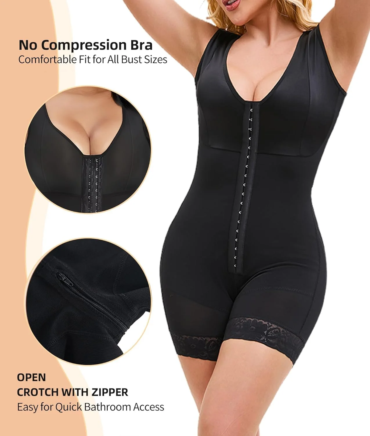 Fajas Colombianas Shapewear for Women Tummy Control Post Surgery Full Body Shaper Butt Lifter with Zipper Crotch