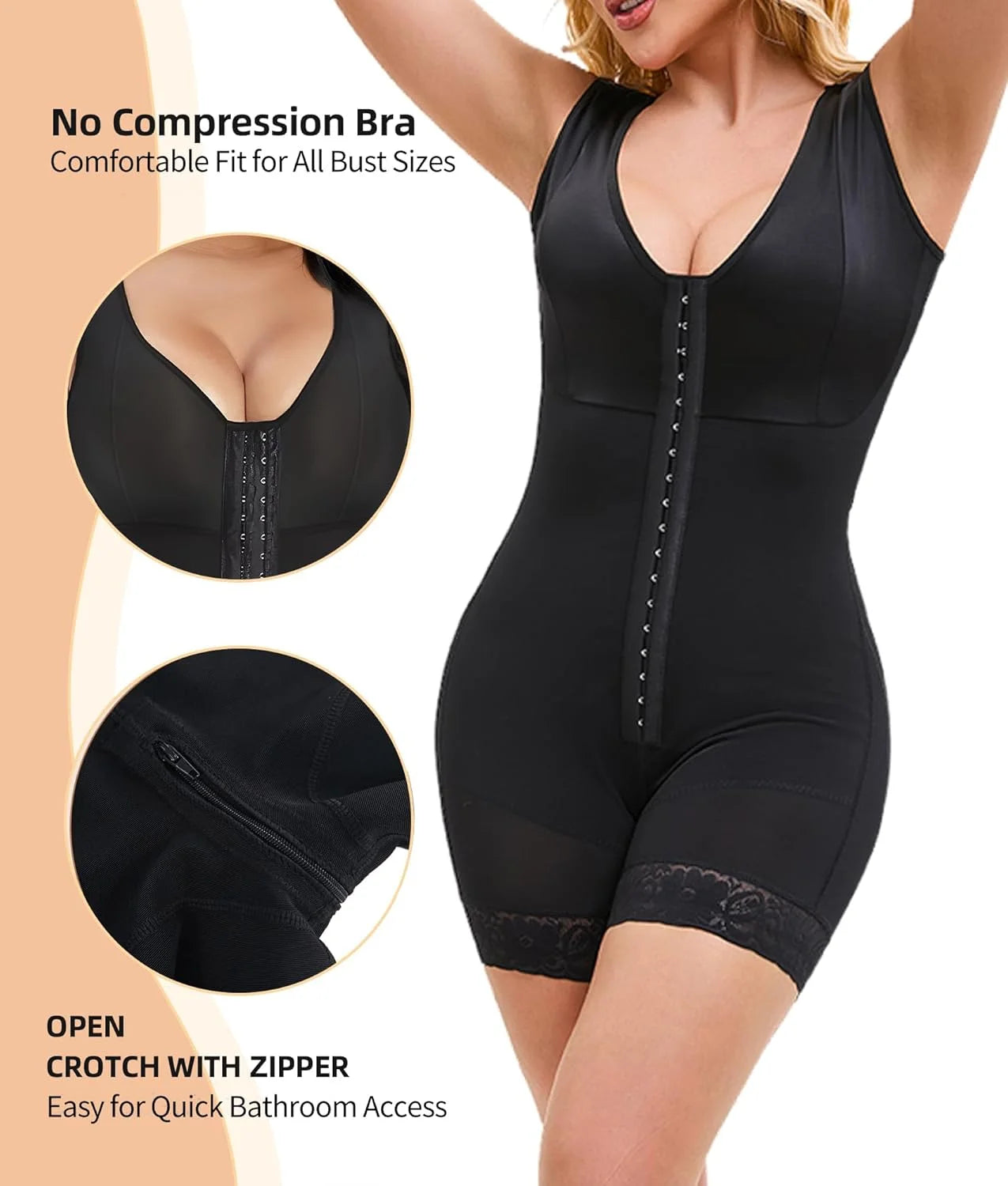 Fajas Colombianas Shapewear for Women Tummy Control Post Surgery Full Body Shaper Butt Lifter with Zipper Crotch